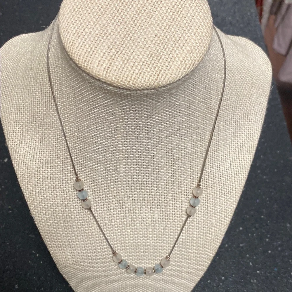 Vintage Kuhla Silver Necklace with Clear/Blue Accents